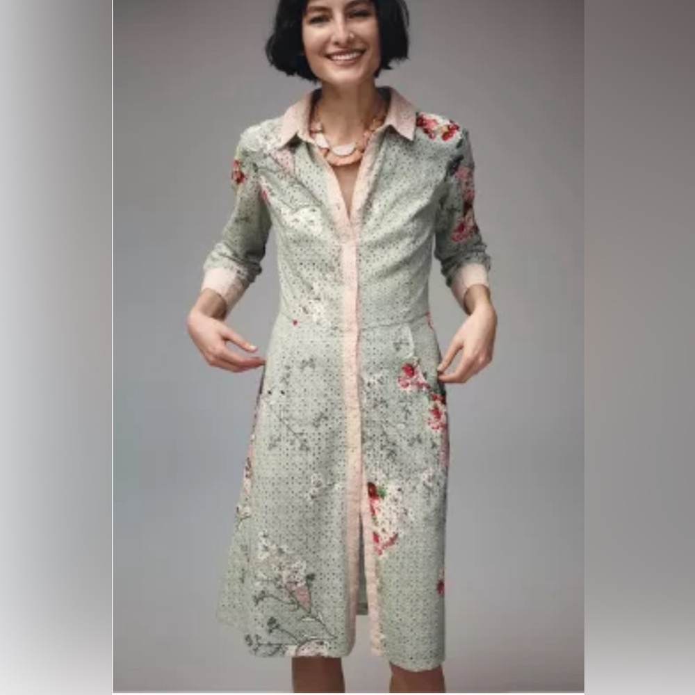 Anthropologie Varun Bahl Bloomed Eyelet shirtdress